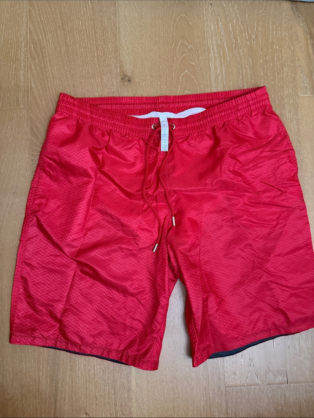 Men's Red Swim Trunks with Drawstring Waist,laperla .